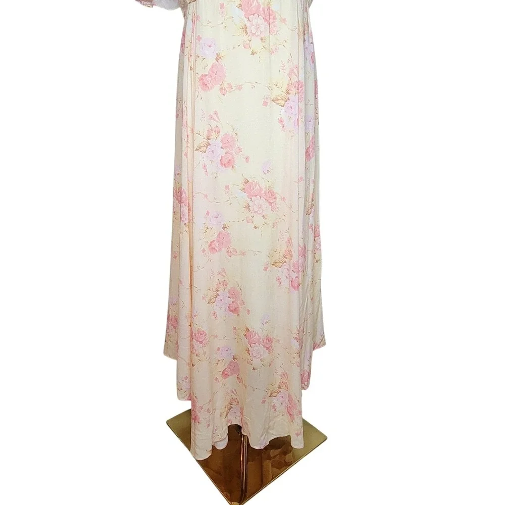 Ivy City Cassidy Yellow Floral Midi Dress L Cottagecore Romantic Kentucky Derby - Picture 3 of 8